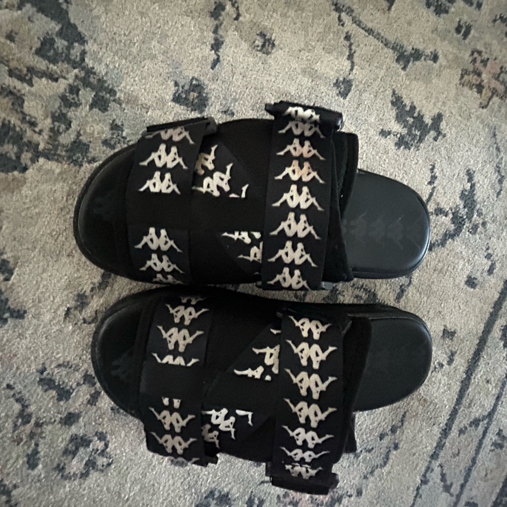 Kappa Black Sandals with Quilted Straps and Omini Logo